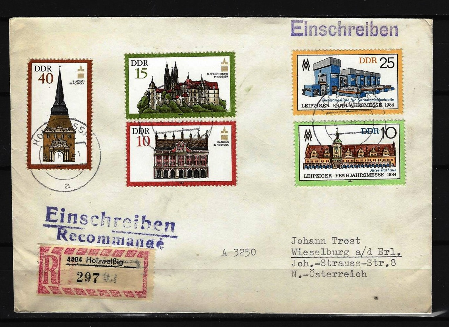 DDR - RECO-Beleg Mit Mehrfachfrankatur Stempel HOLZWEISSIG - Sonstige & Ohne Zuordnung