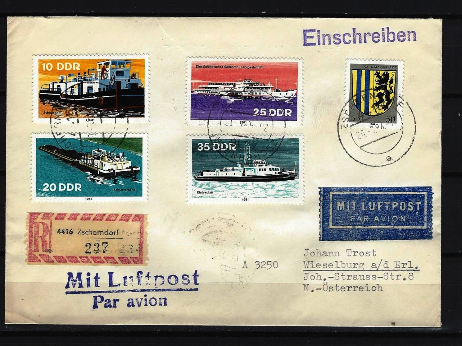 DDR - RECO-Beleg Mit Mehrfachfrankatur Stempel ZSCHERNDORF - Altri & Non Classificati