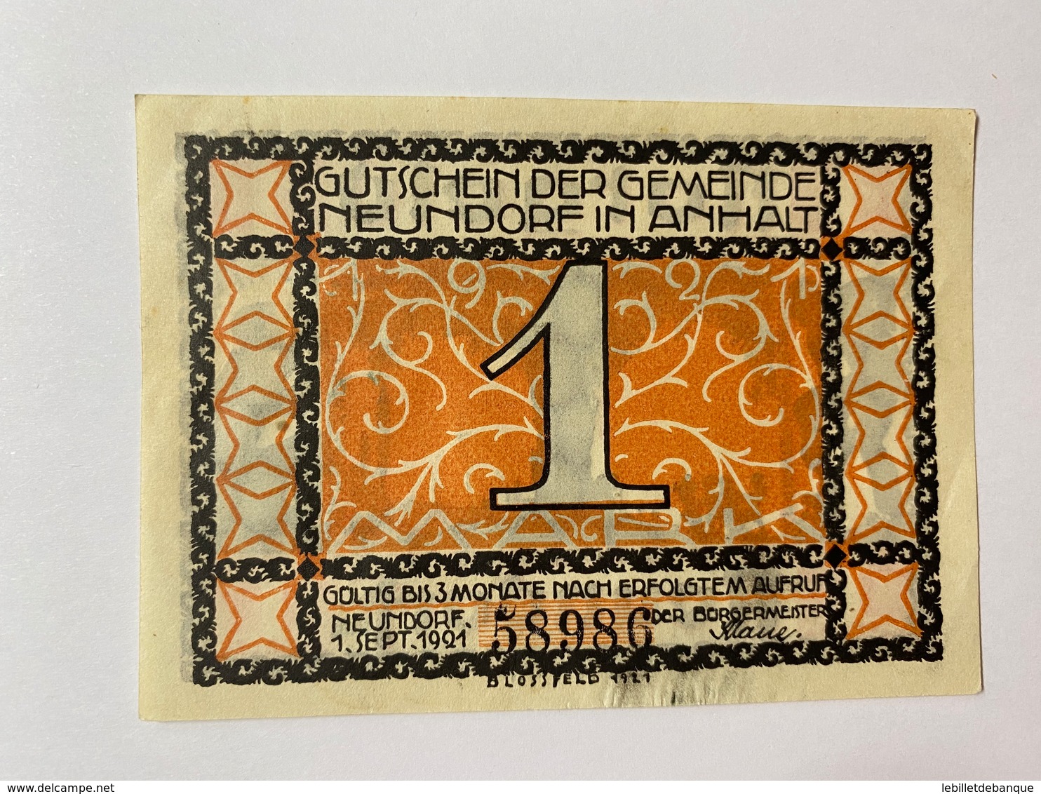 Allemagne Notgeld Neundorf 1 Mark - Collections