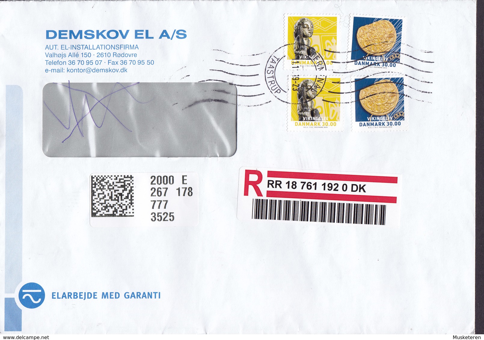 Denmark Registered Einschreiben TERMINAL TAASTRUP 2019 Cover Brief Viking Wiking Coin Münze Pieces NON Réclamé Label - Lettere