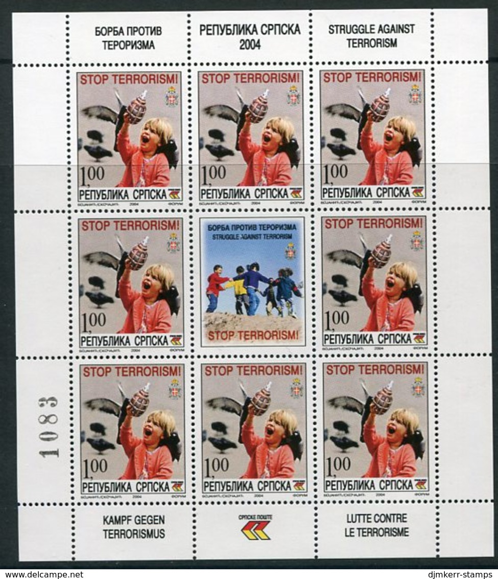 BOSNIAN SERB REPUBLIC 2004 Fight Against Terrorism Sheetlet MNH / **.  Michel 316 - Bosnia Herzegovina