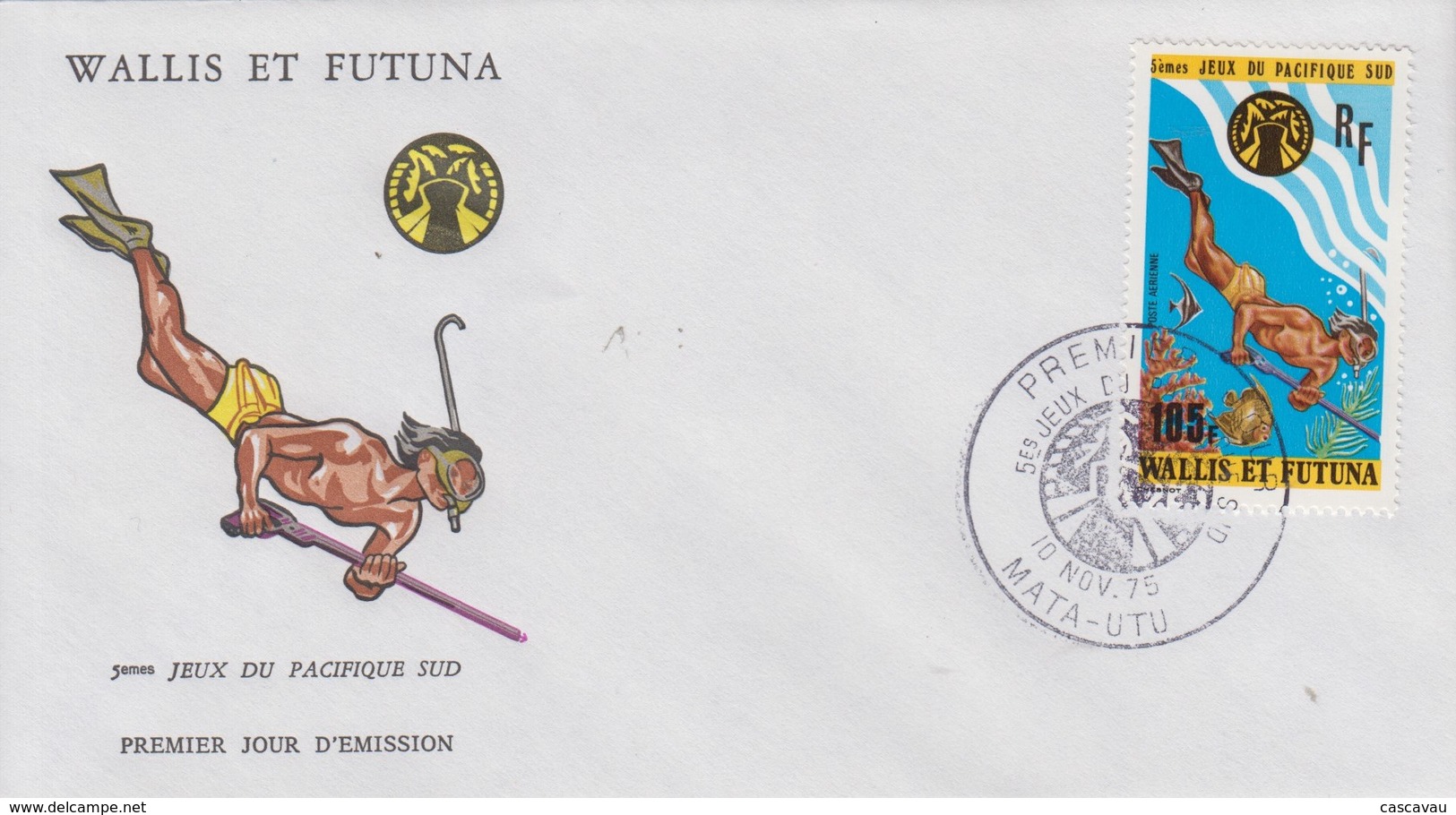 Enveloppe   FDC  1er  Jour     WALLIS  Et  FUTUNA    5émes  JEUX  DU  PACIFIQUE  SUD   1975 - FDC