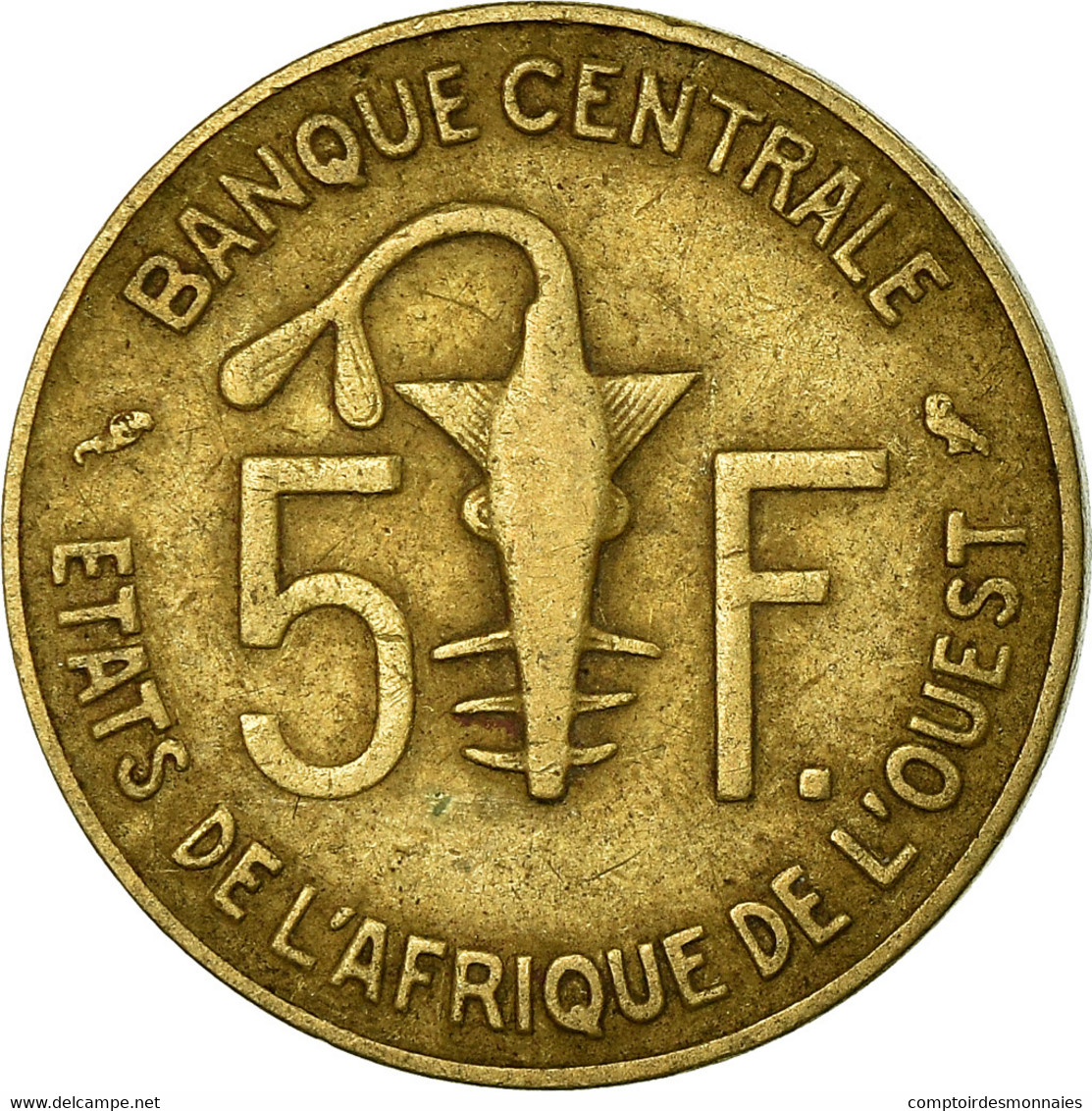 Monnaie, West African States, 5 Francs, 1969, TB+, Aluminum-Nickel-Bronze, KM:2a - Côte-d'Ivoire