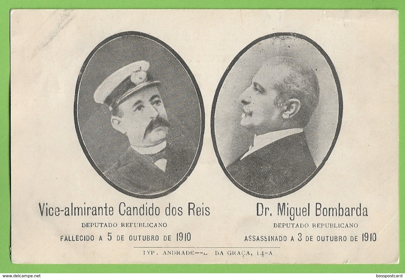 República Portuguesa - Monarquia - Vice-Almirante Cândido Dos Reis - Dr. Miguel Bombarda - Portugal - Personaggi