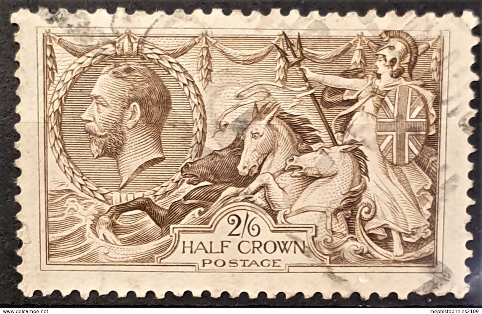 GREAT BRITAIN 1913 - Canceled - Sc# 173 - 2/6 Half Crown - Seahorses - Oblitérés