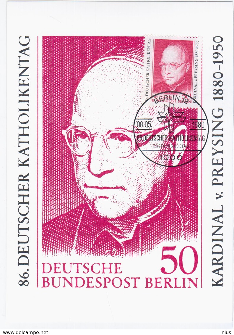 Germany Deutschland 1980 Maximum Card, Kardinal V. Preysing, 86. Deutscher Katholikentag, Berlin - 1961-1980