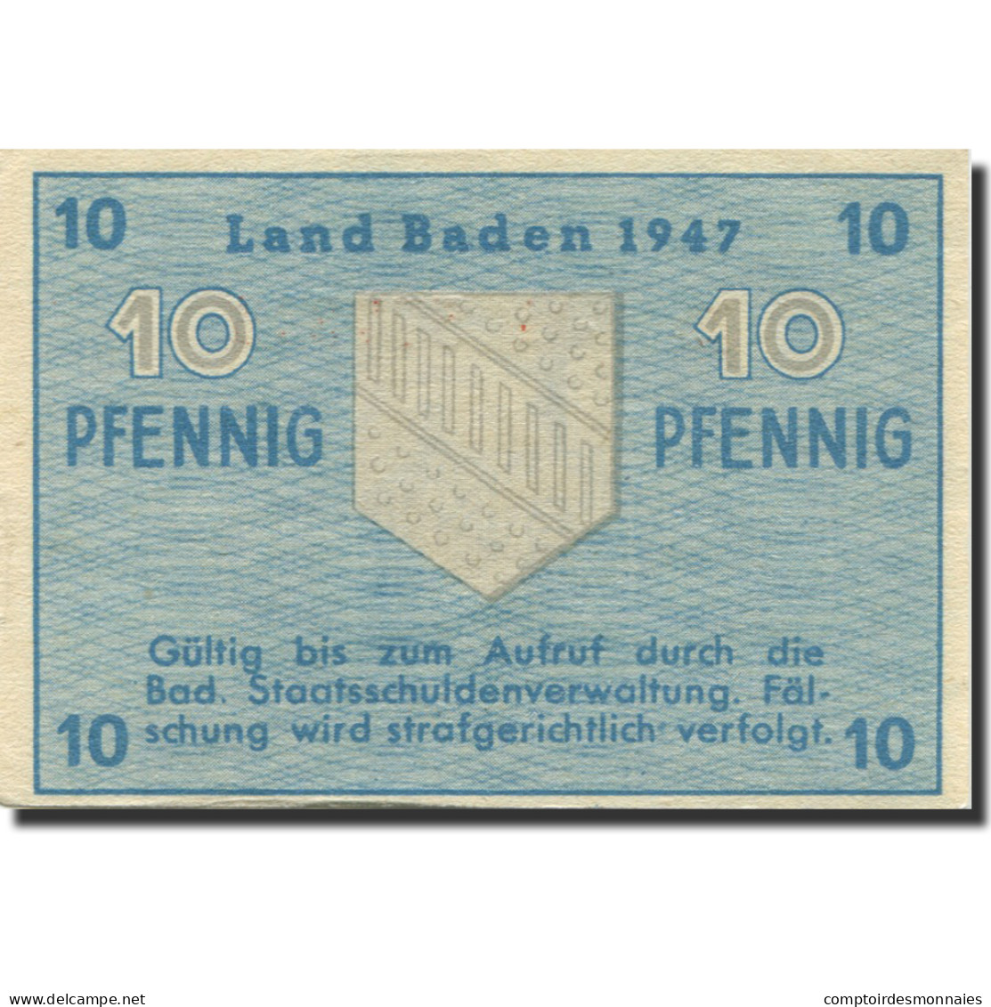 Billet, Allemagne, Baden, 10 Pfennig, 1947, KM:S1002a, SUP - Otros & Sin Clasificación