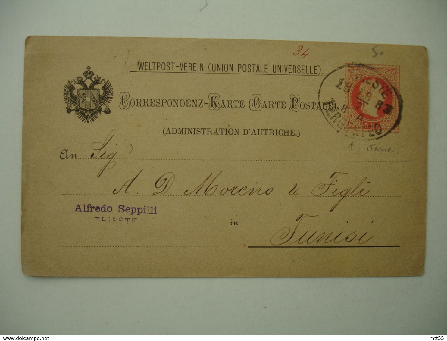 Trieste Italie Italia , Administration Autriche Osterreich Entier Postal Stationery Stationnery Card - Other & Unclassified