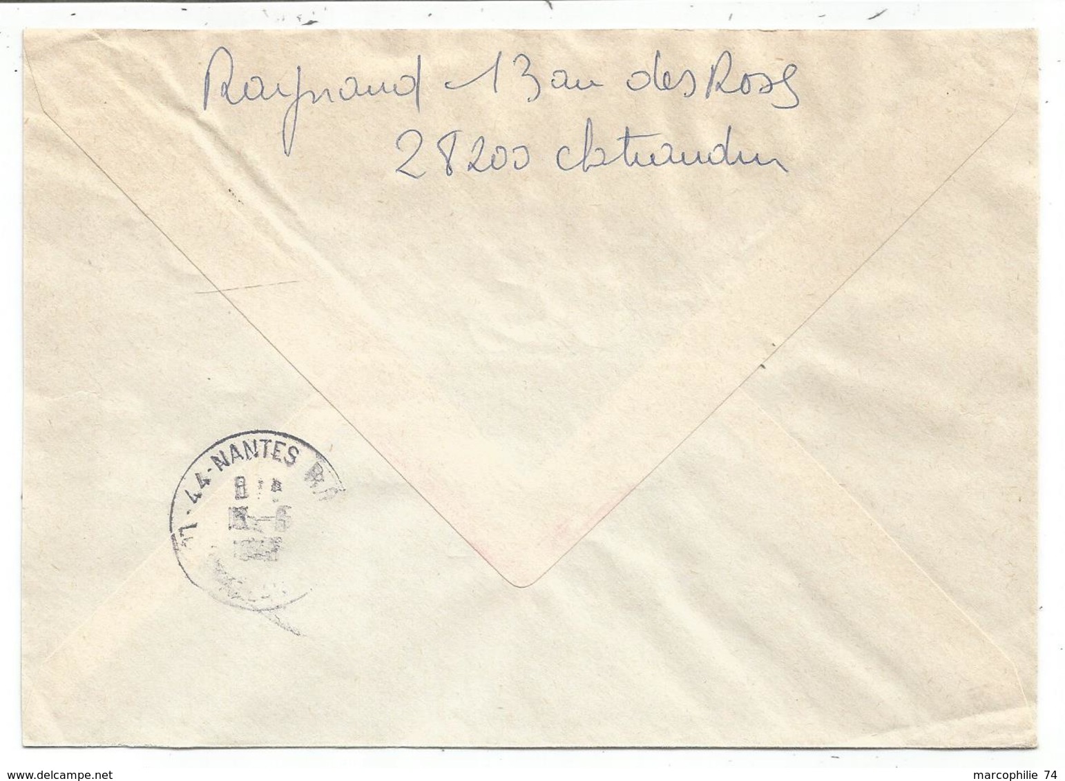 BEQUET 60C+80C+10C BLASON+ 2FRX2 LETTRE REC CHATEAUDUN AN.1 14.8.1976 EURE ET LOIR - Cachets Manuels