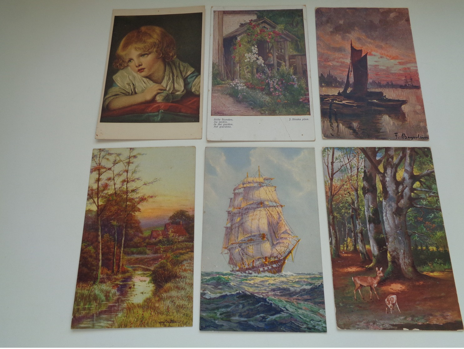 Beau lot 60 cartes postales fantaisie peintures  peinture     Mooi lot 60 postkaarten fantasie  schilderijen  schilderij