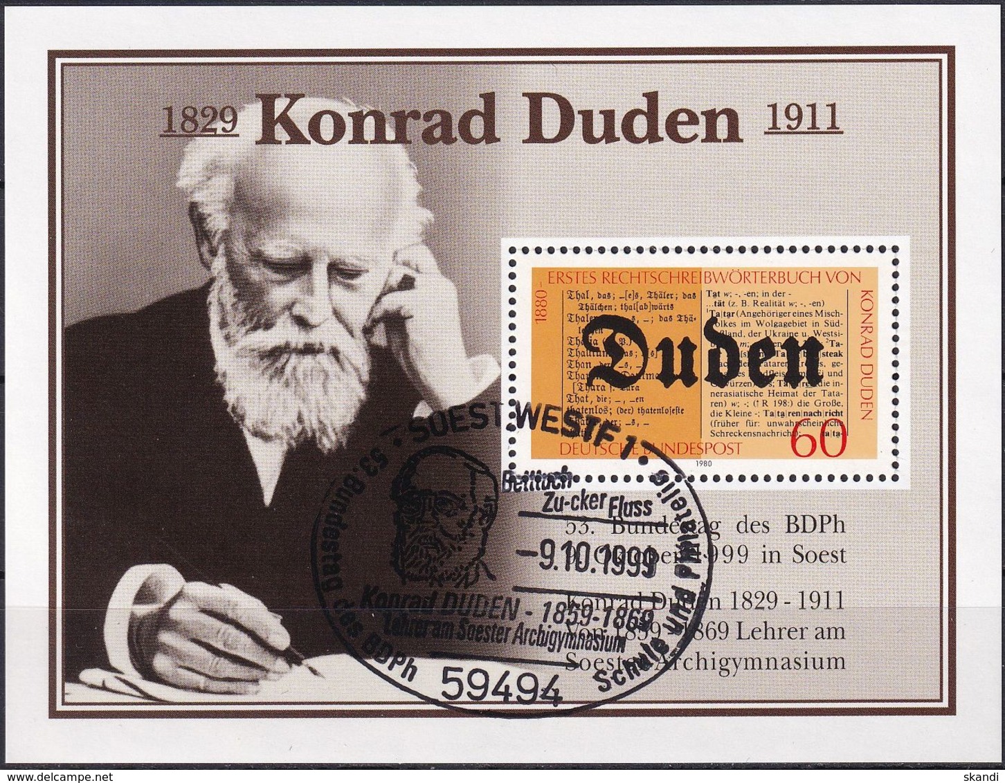 DEUTSCHLAND 1980 Mi-Nr. 1039 Auf Vignette Konrad Duden - Sonstige & Ohne Zuordnung