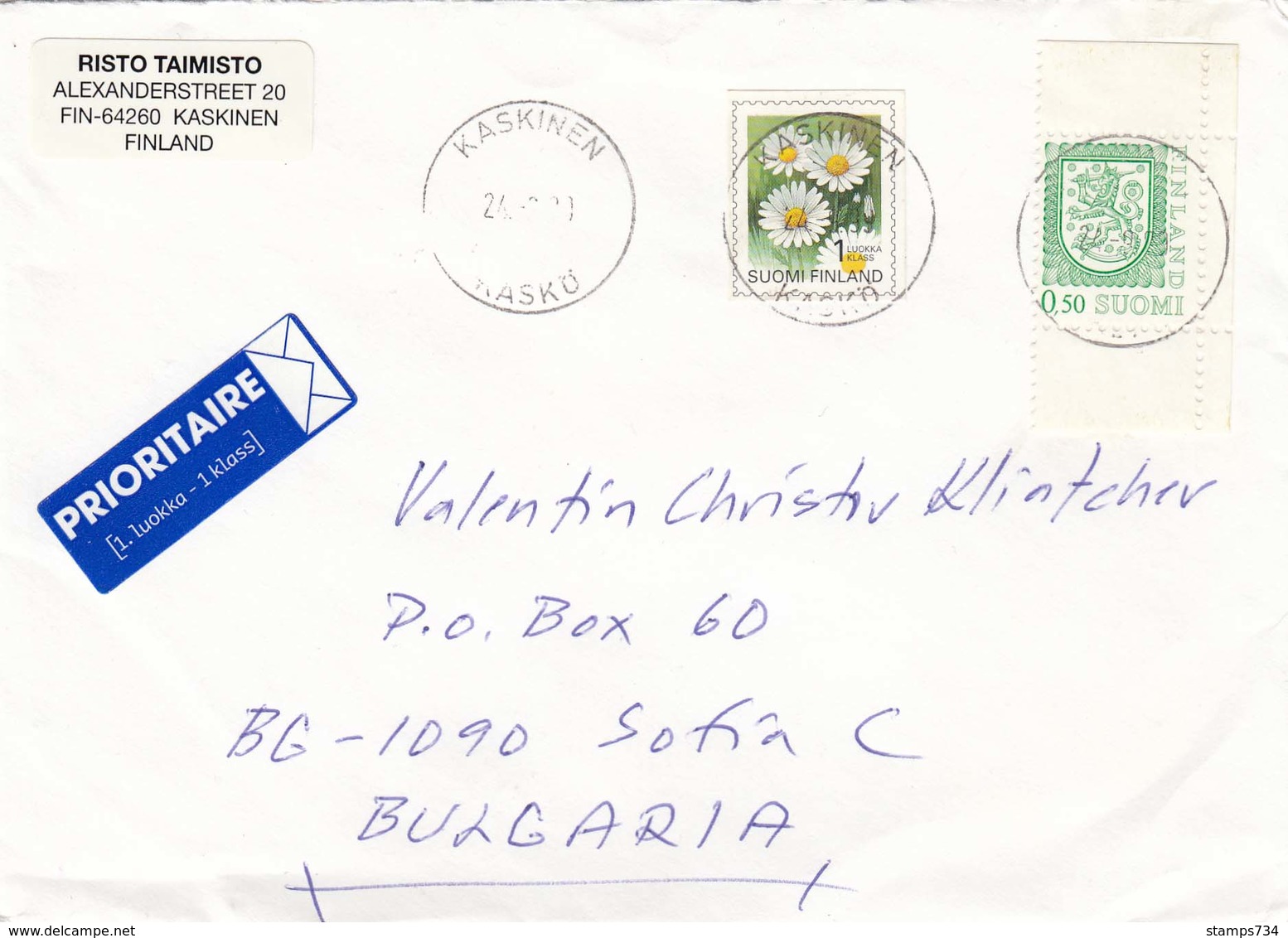 Finland-089/1999: 1 Klass+0,50 FM - Flower(Chrysanthemium Leucanthemum), Heraldic Lion (from Booklet) - Briefe U. Dokumente