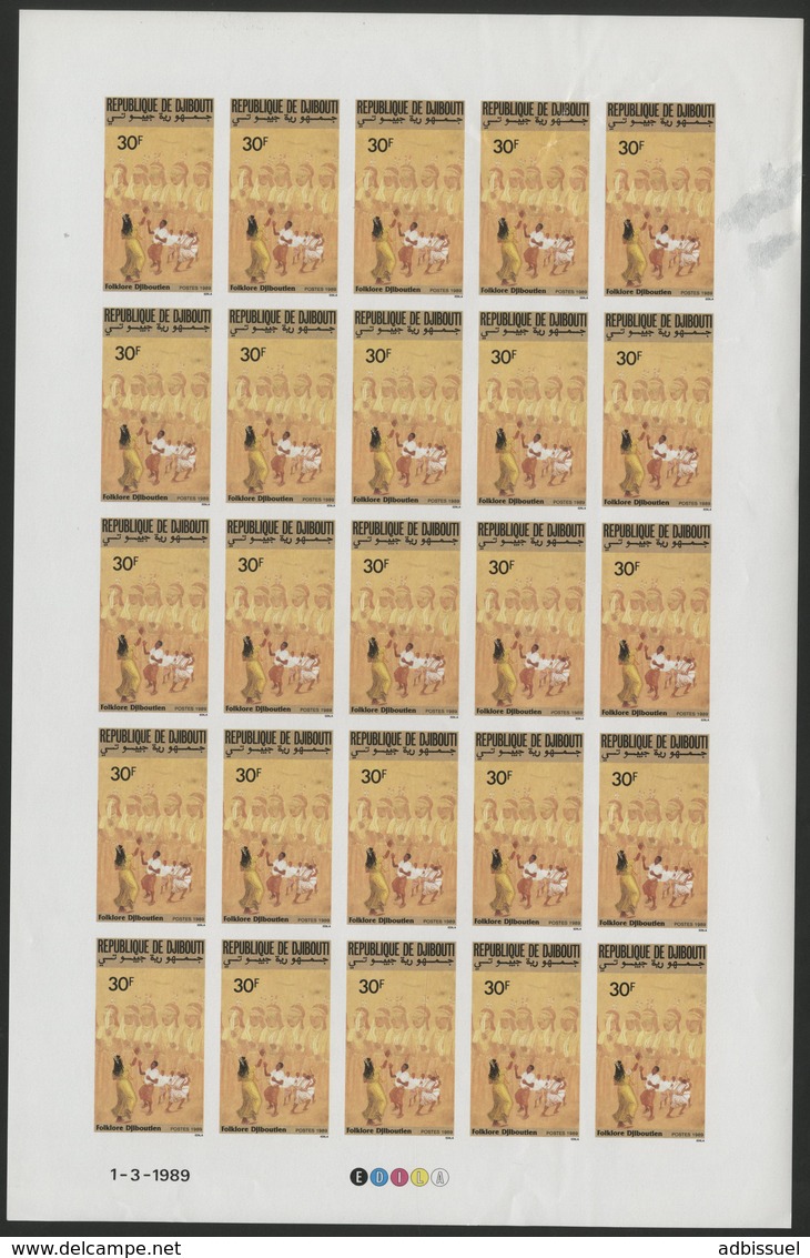 DJIBOUTI N° 652 + 653 SERIE DE 2 FEUILLES De 25 Ex. Non Dentelés (imperforated) MNH ** DANSE DANSEURS DANSEUSES FOLKLORE - Djibouti (1977-...)