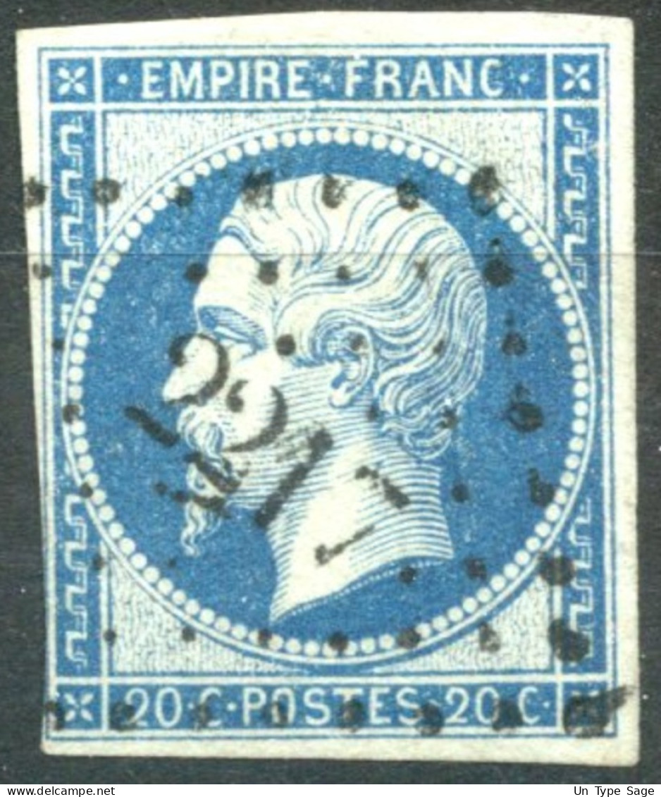 France N°14 Ad Bleu Sur Vert - (F581) - 1853-1860 Napoleon III