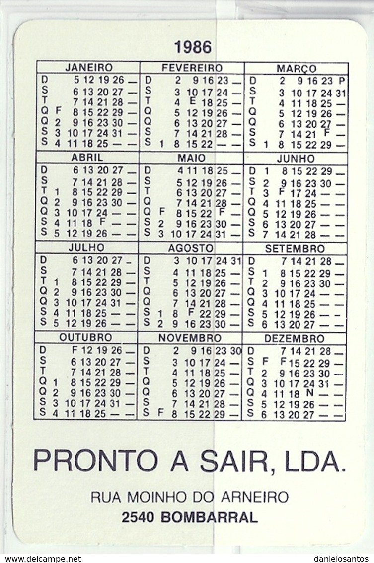 1986 Pocket Calendar Calandrier Calendario Portugal Futebol Soccer Futebol Clube Do Porto FCP Vermelhinho - Grand Format : 1981-90