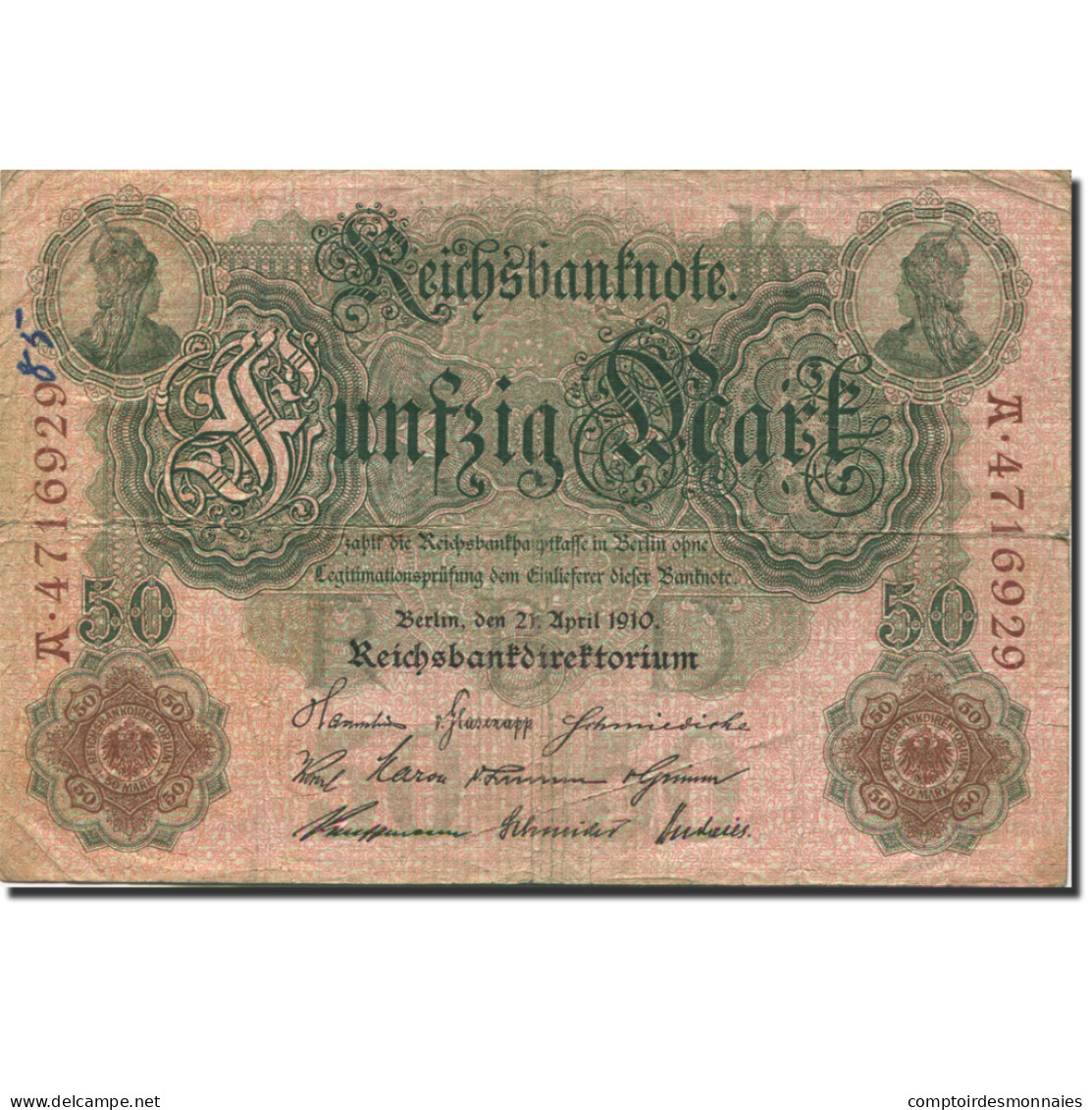 Billet, Allemagne, 50 Mark, 1910, 1910-04-21, KM:41, TB+ - 50 Mark