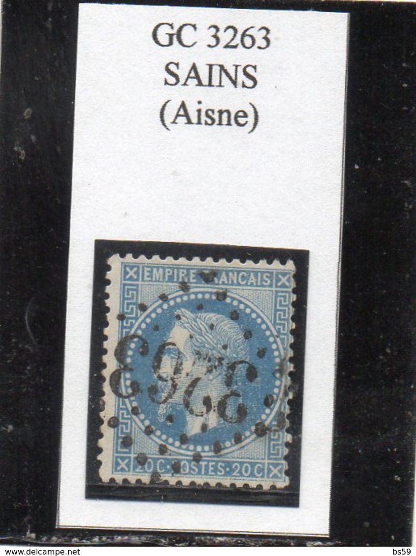 Aisne - N°29B Obl GC 3263 Sains - 1863-1870 Napoléon III Lauré