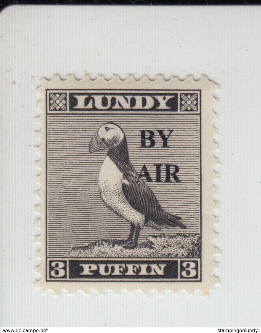 #14 Great Britain Lundy Island Puffin Stamp 1950 BY AIR Narrow Overprint 3p Mint. Free UK P+p! Offers? - Local Issues