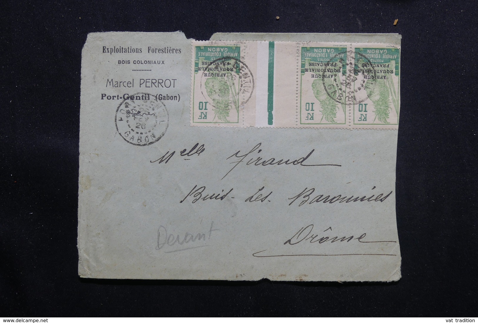 GABON - Enveloppe Commerciale ( Devant ) De Port Gentil Pour La France En 1926 , Affranchissement Plaisant - L 54923 - Covers & Documents