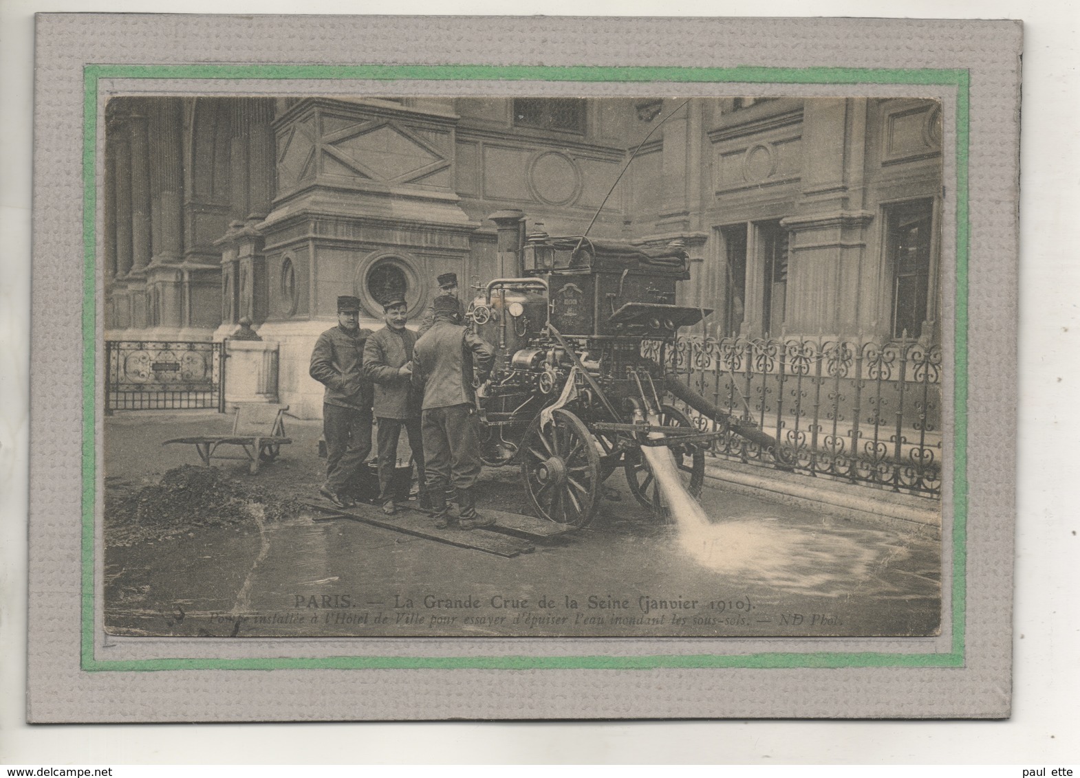 CPA -(75) PARIS - Thème: Pompiers - Aspect De La Grosse Pompe à Vapeur Installée Pour épuiser L'eau Des Sous-sols - 1911 - Other & Unclassified