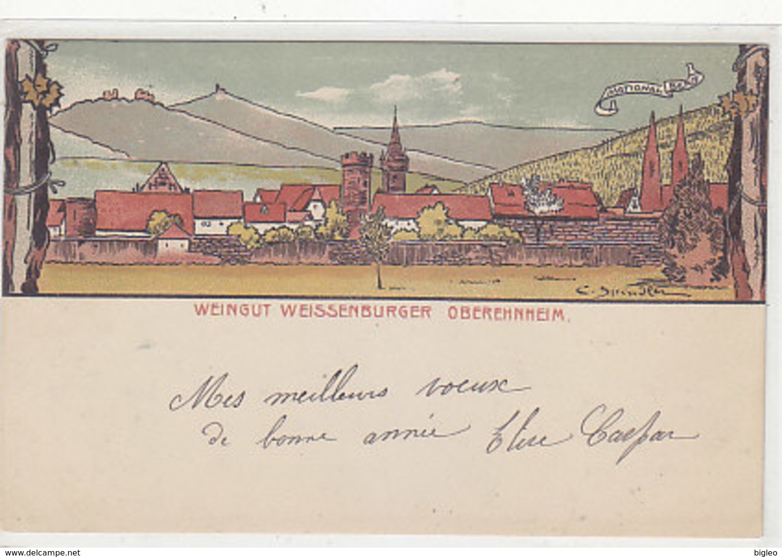 Obernai / Oberehnheim - Weingut Weissenburger - Litho - Sign. - Deutsche Frankatur    (A-192-191026) - Elsass