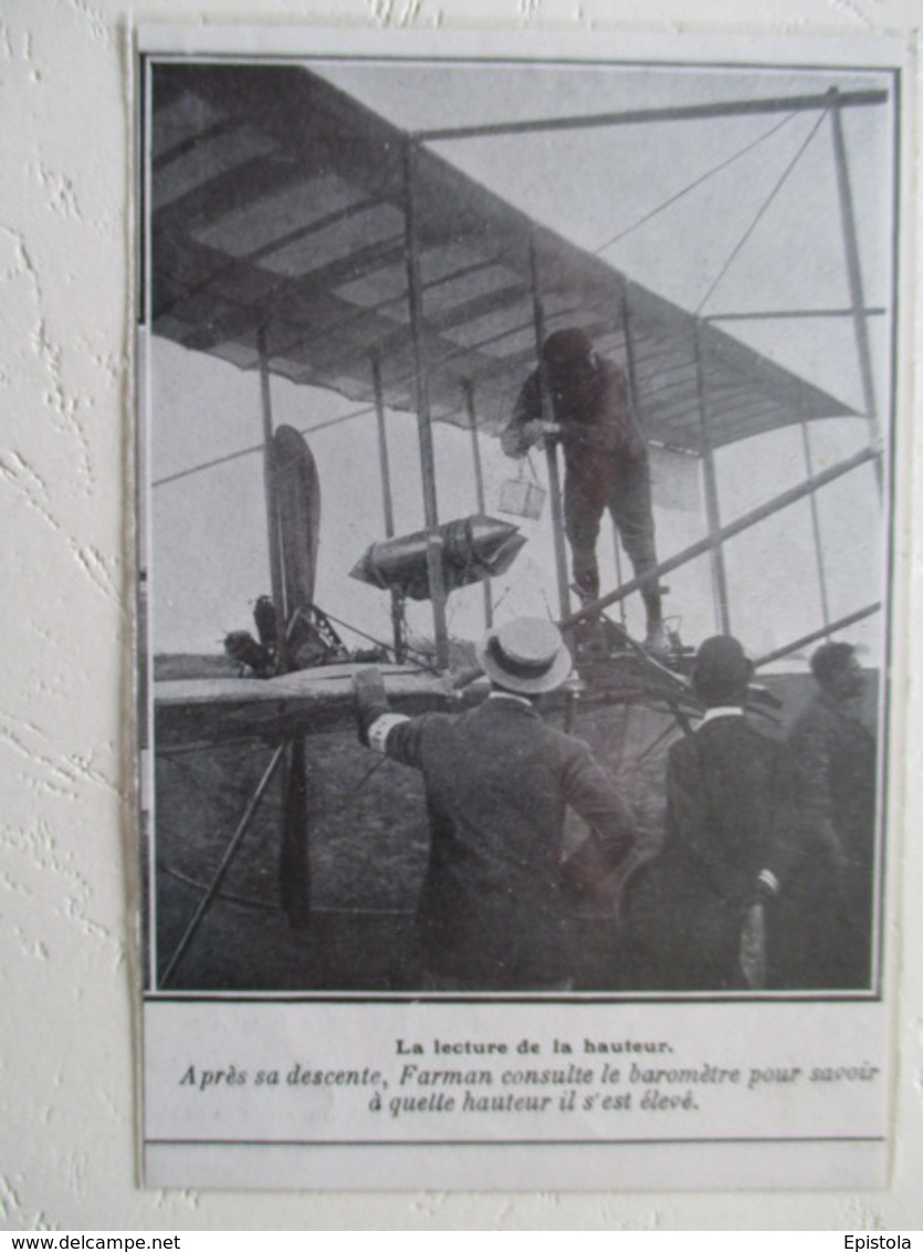 Avionique Précurseur Non Localisé  - Henri FARMAN Consulte Son Baromètre  - Coupure De Presse De 1909 - GPS/Avionik