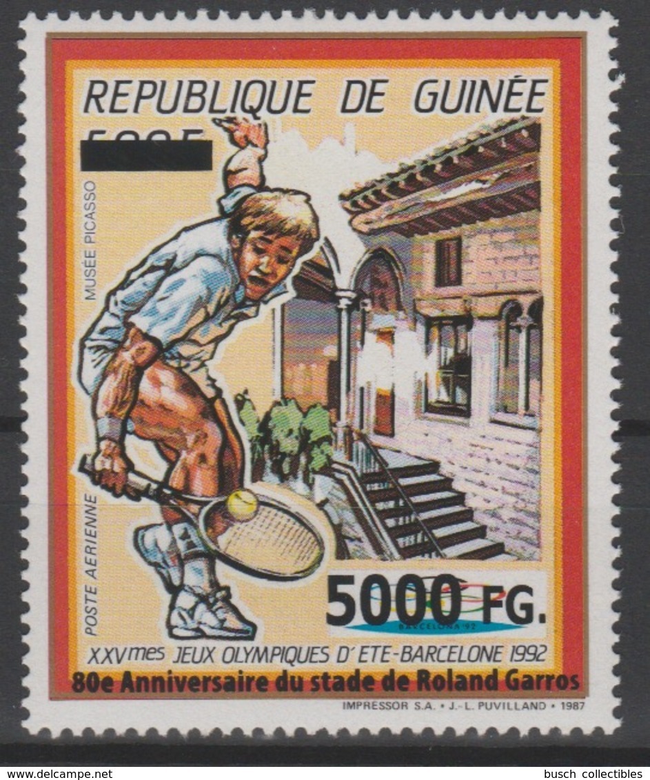 Guinée Guinea 2008 Mi. 6299 Surchargé Overprint Olympic Games Barcelona 1992 Jeux Olympiques Roland Garros Tennis - Ete 1992: Barcelone