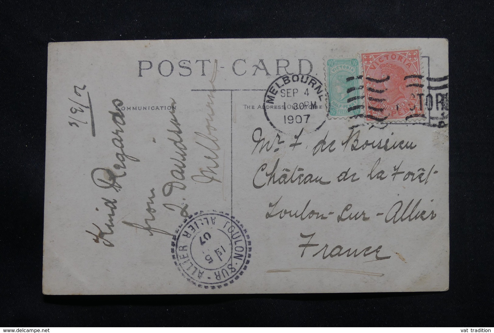 AUSTRALIE - Affranchissement Plaisant De Melbourne Sur Carte Postale En 1907 Pour La France - L 54943 - Lettres & Documents