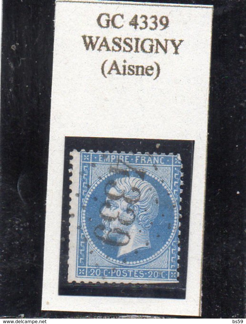 Aisne - N°22 (ld) Obl GC 4339 Wassigny - 1862 Napoléon III