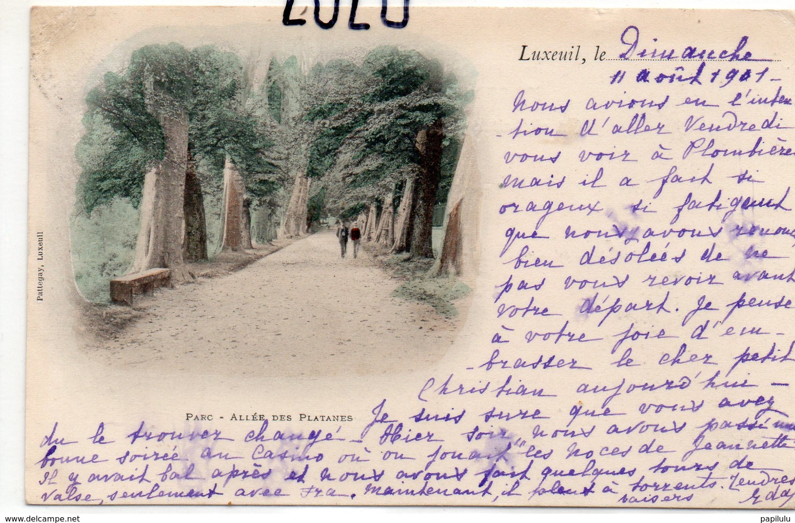 DEPT 70 : Précurseur édit. Pattegay : Luxeuil , Parc Allée Des Platanes - Luxeuil Les Bains