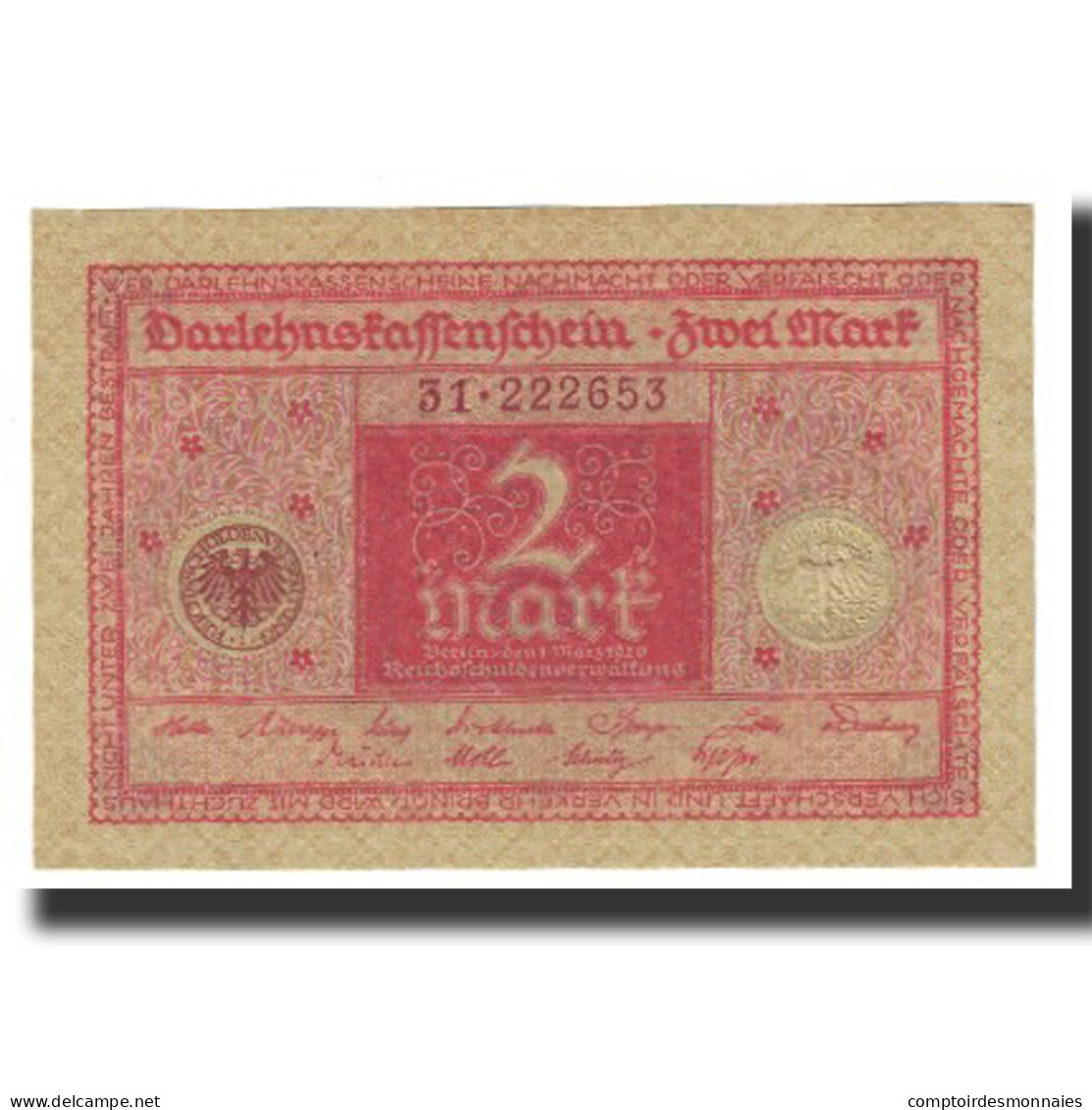 Billet, Allemagne, 2 Mark, 1920, 1920-03-01, KM:59, NEUF - Deutsche Golddiskontbank