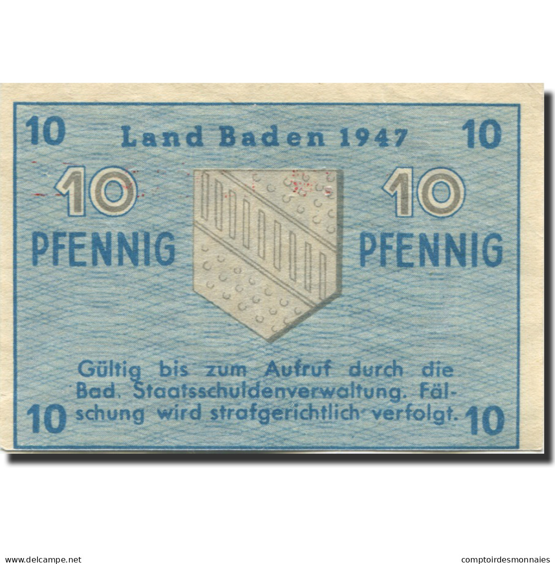 Billet, Allemagne, Baden, 10 Pfennig, 1947, KM:S1002a, SPL - Other & Unclassified