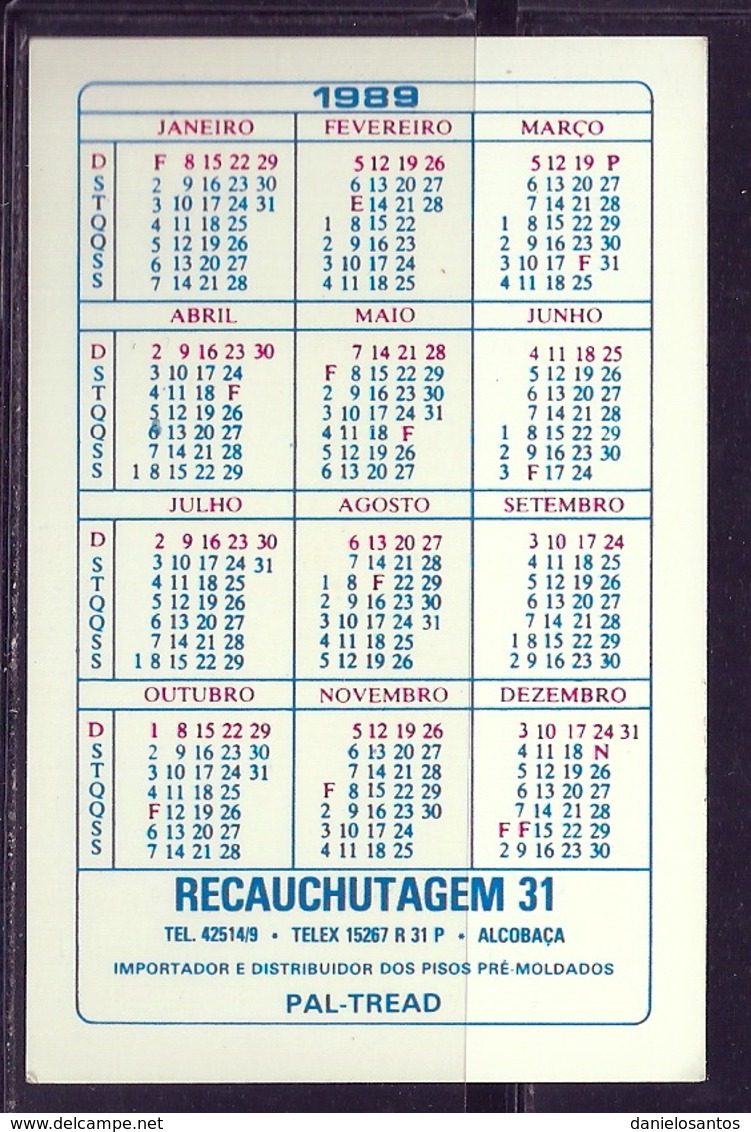 1989 Pocket Calendar Calandrier Calendario Portugal Hoquei Hokey Hoquei Clube Turquel Epoca 88/89 - Grand Format : 1981-90