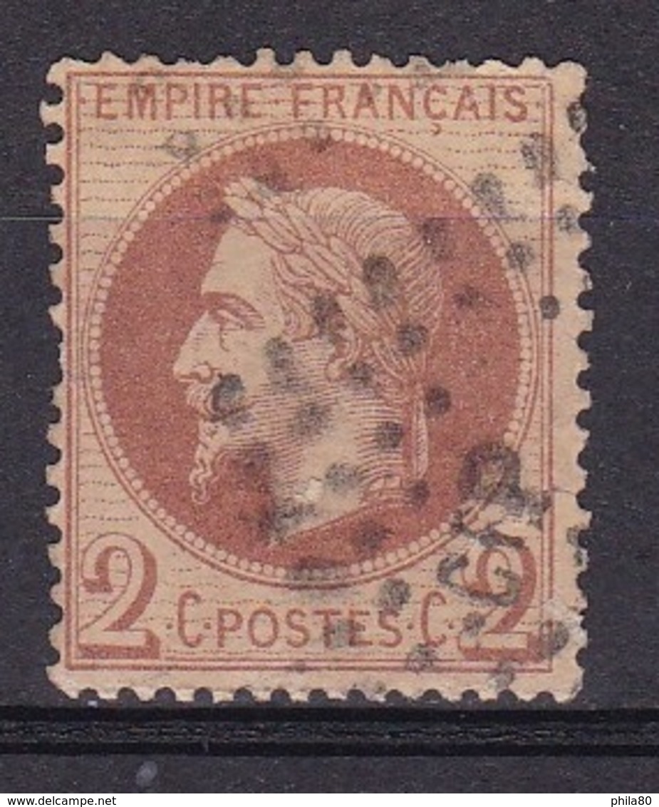 France N°26 (2c Rouge Brun Napoleon III Lauré) CIP Dans Losange - 1863-1870 Napoléon III Lauré