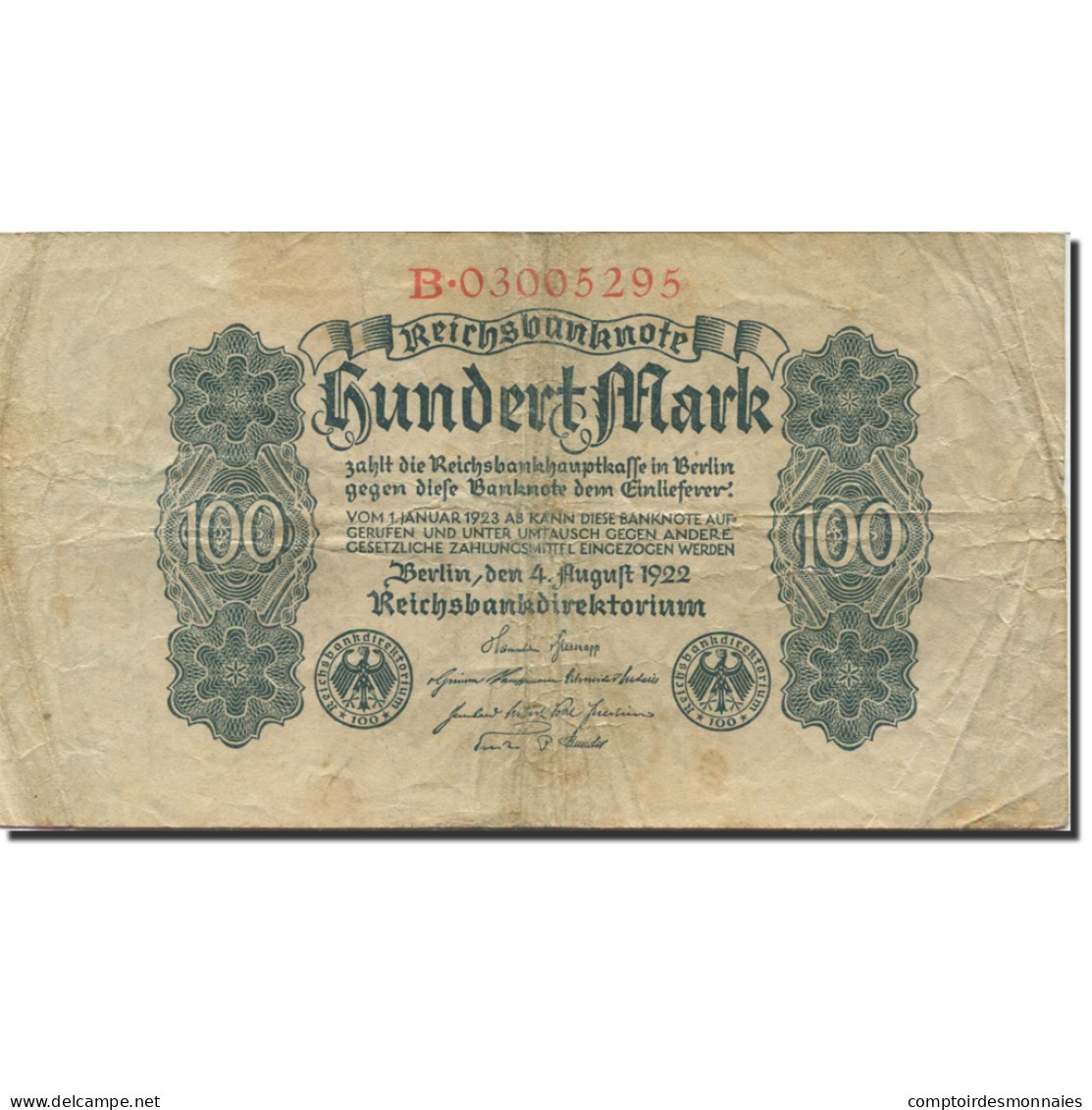 Billet, Allemagne, 100 Mark, 1922, 1922-08-04, KM:75, TTB - 100 Mark