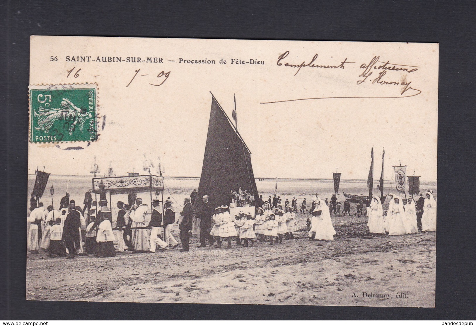 Vente Immediate St Saint Aubin Sur Mer (14) Procession De La Fete Dieu (Ed. Delaunay Ref 40804 ) - Saint Aubin