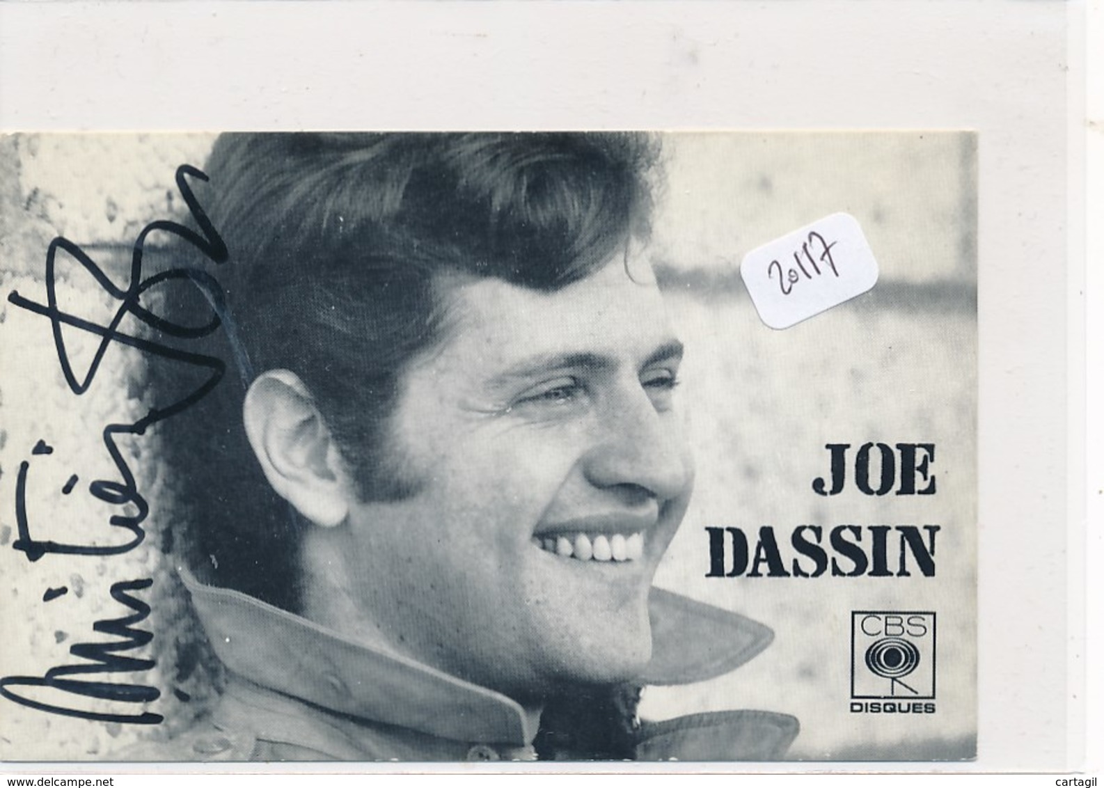 Carton Autographe - 20117 - Célébrités -Joe Dassin ( 2scans Date Lieu Autographe) -Envoi Gratuit - Autres & Non Classés