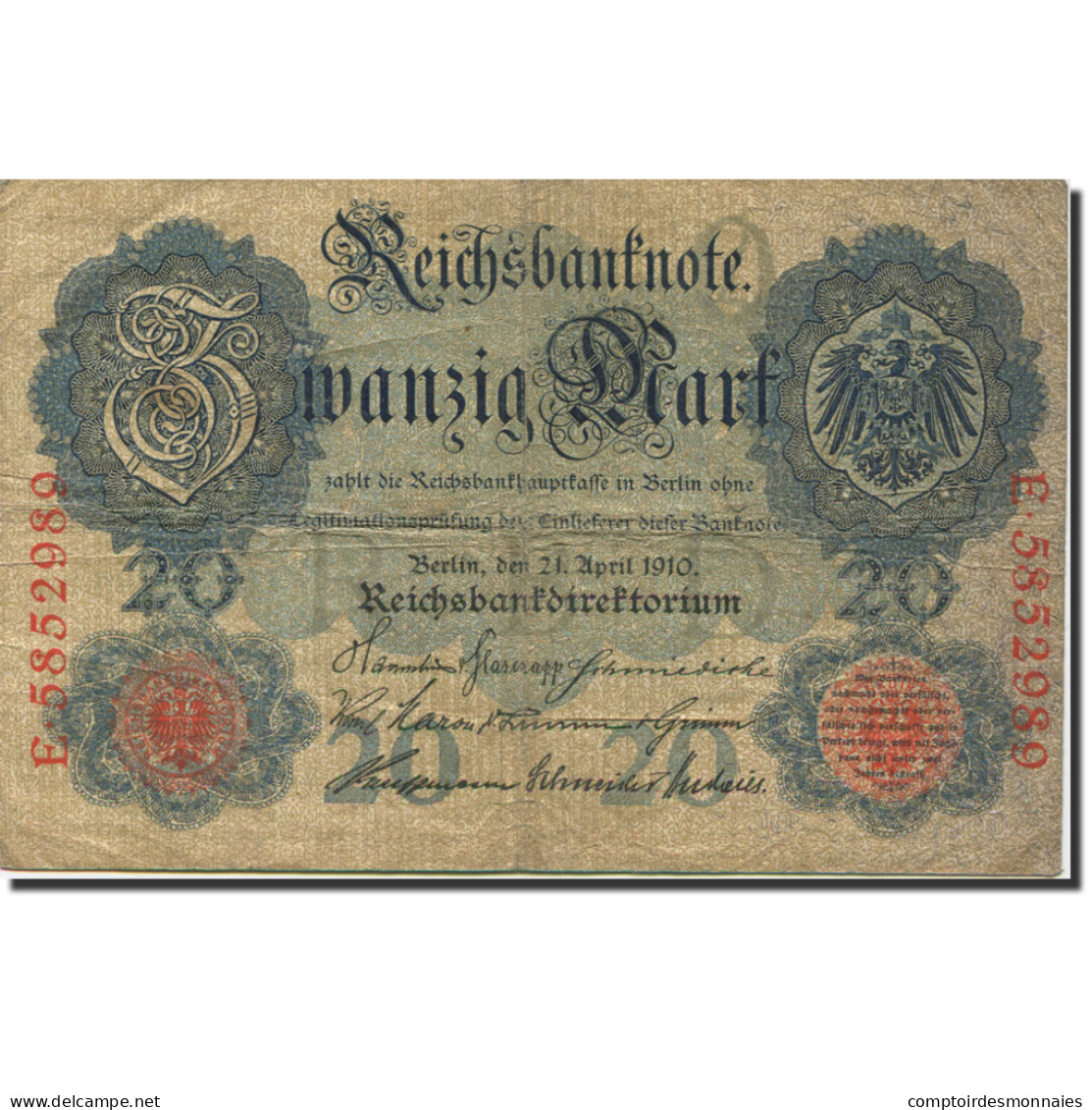 Billet, Allemagne, 20 Mark, 1910, 1910-04-21, KM:40b, TB - 20 Mark