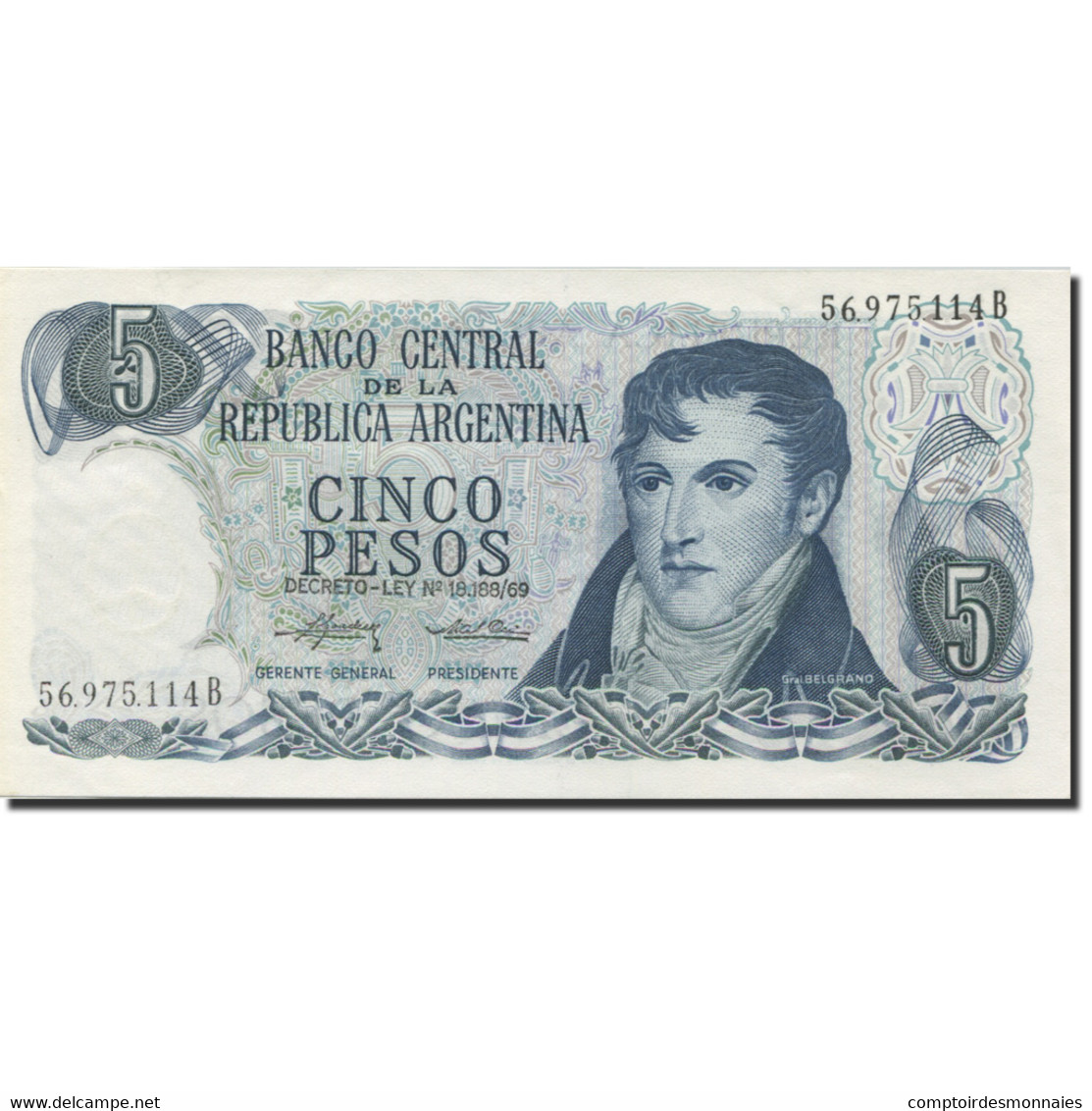 Billet, Argentine, 5 Pesos, Undated (1974-1976), KM:294, SPL - Argentine