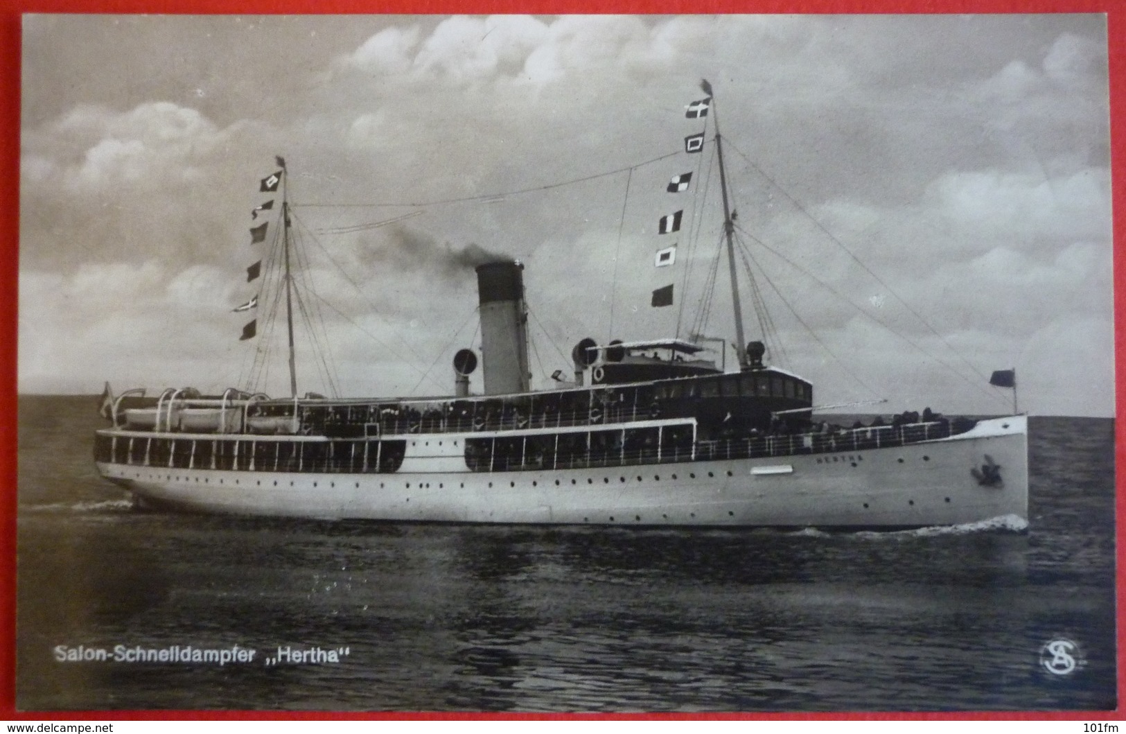 SALON-SCHNELLDAMPFER HERTHA , SHIP STAMP 06.08.1930 , AUF HOHER SEE - Dampfer