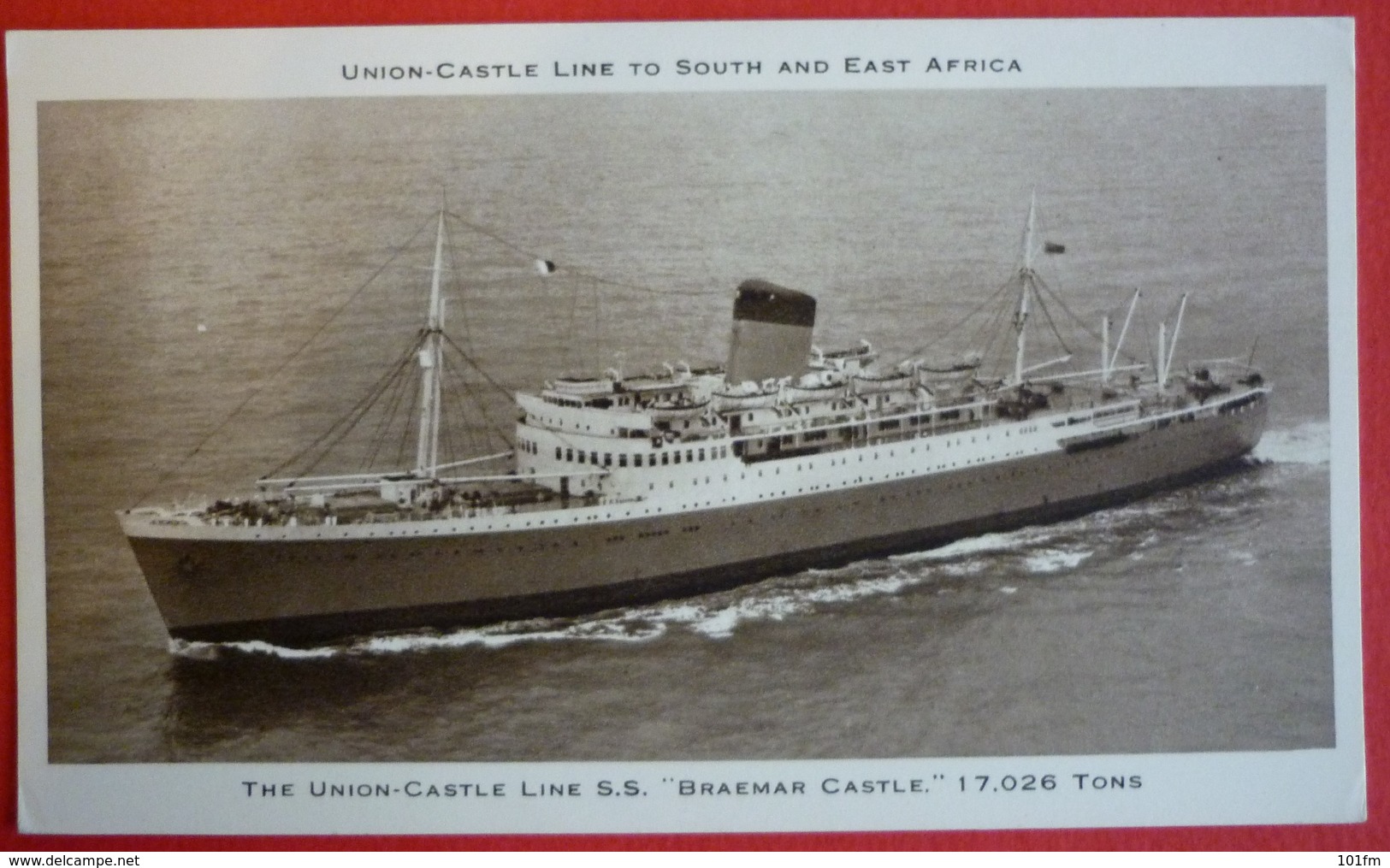 THE UNION-CASTLE LINE S.S.BRAEMAR CASTLE , LINE TO SOUTH AND EAST AFRICA - Dampfer