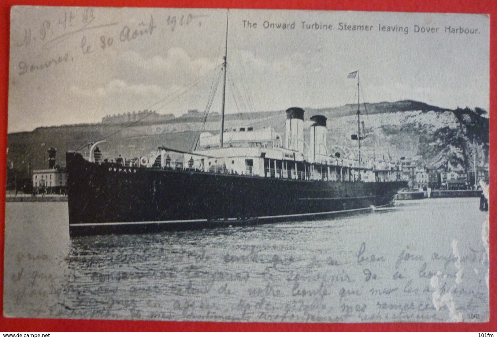 S.S. ONWARD TURBINE STEAMER LEAVING DOVER HARBOUR - Steamers