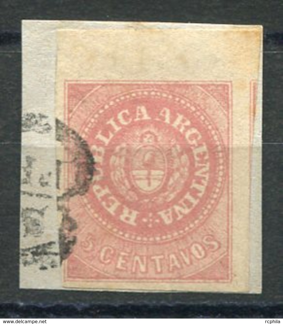 RC 15956 ARGENTINE COTE 40€ N° 5 - 5c ROSE BORD DE FEUILLE + UN VOISIN SUR FRAGMENT TB VFU - Ungebraucht