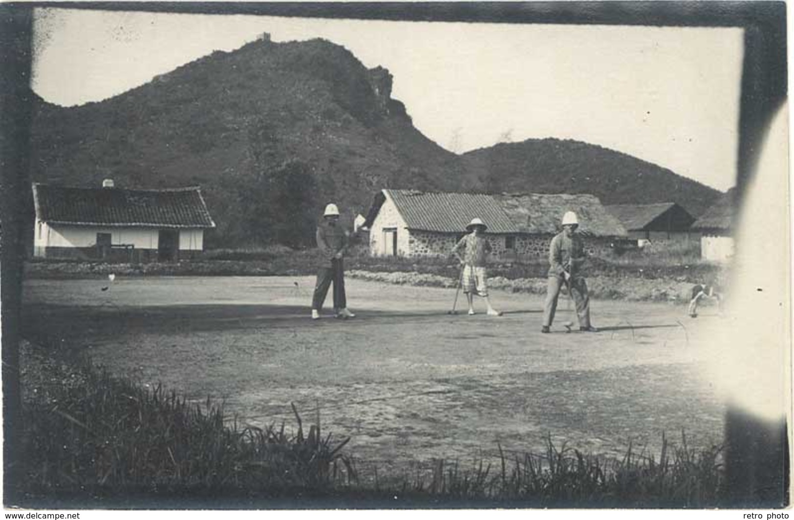 Militaire – Carte-photo Vietnam, Personnes Jouant Au Croquet, Tra Linh 1926 - Autres & Non Classés