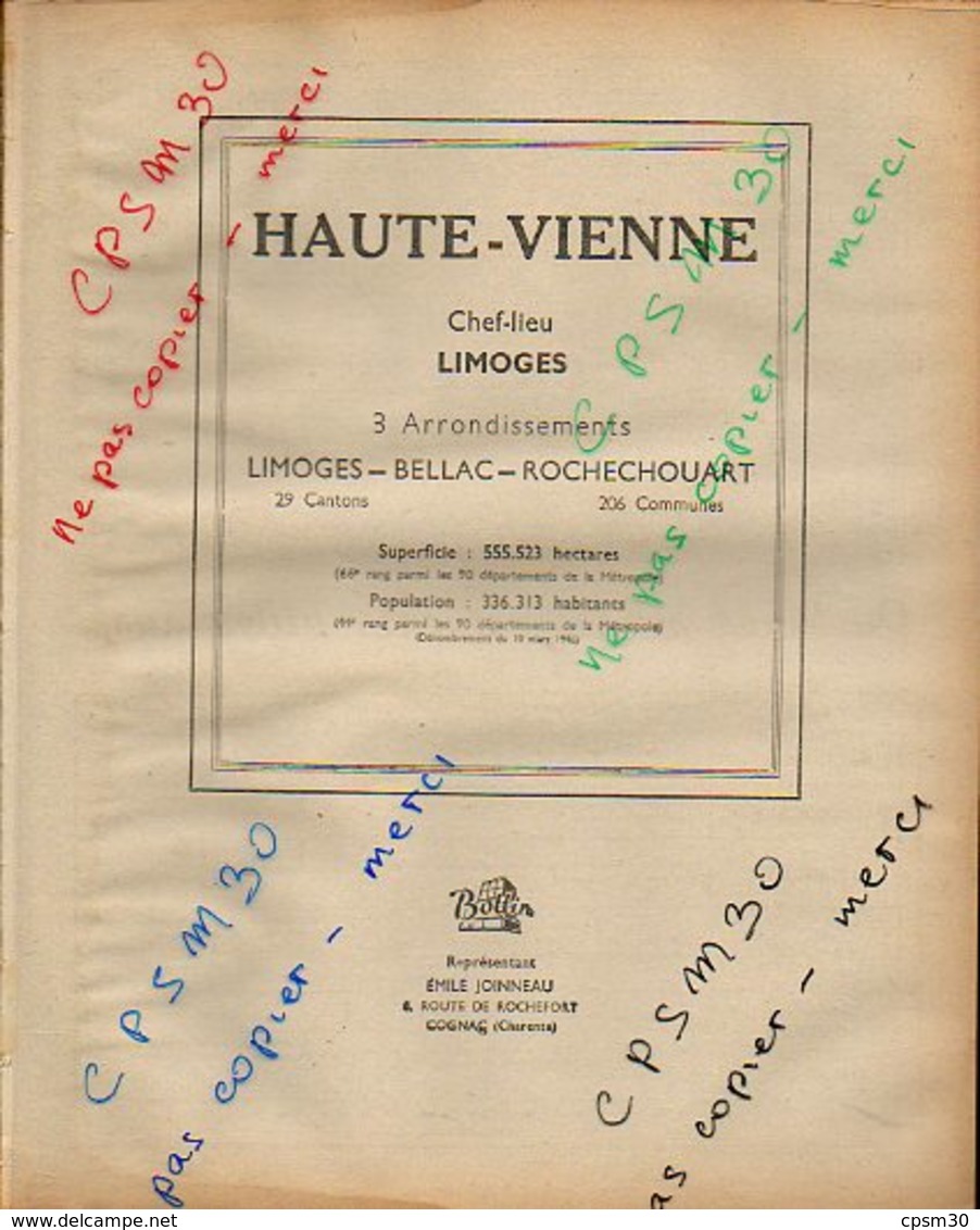 ANNUAIRE - 87 - Département Haute Vienne - Année 1947 - édition Didot-Bottin - 110 Pages - Annuaires Téléphoniques