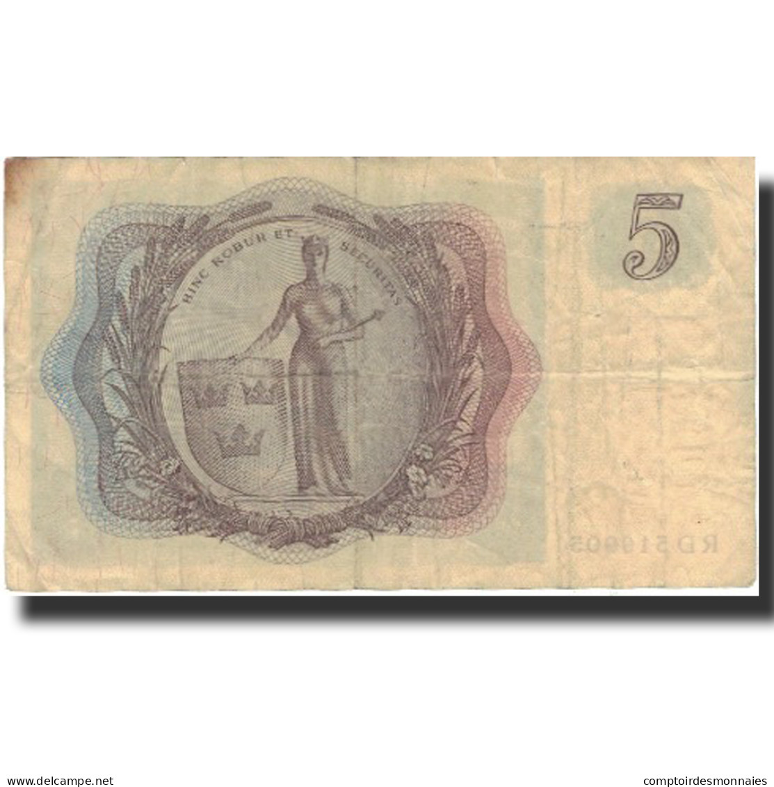 Billet, Suède, 5 Kronor, 1961, 1961, KM:42f, TB - Suède