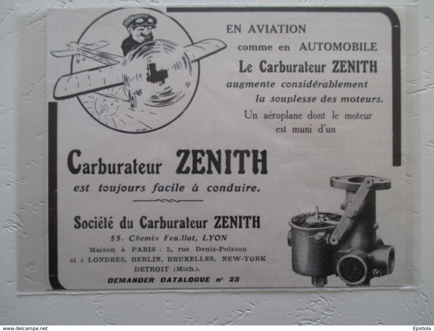 LYON  - Ets Zenith - Fabrication De Carburateurs Pour  Avion Monoplan  - Coupure De Presse De 1912 - GPS/Radios