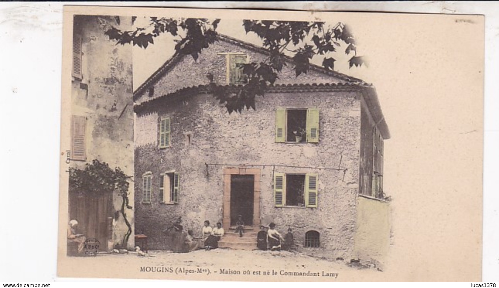 06 /  MOUGINS / MAISON OU EST NE LE COMMANDANT LAMY / TRES BELLE CARTE PRECURSEUR COLORISEE - Mougins