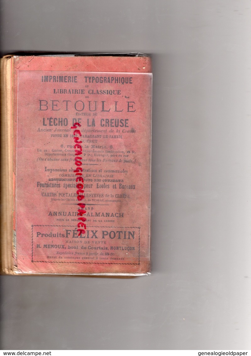 23-  GUERET - GRAND ANNUAIRE DE LA CREUSE 1903- RARE   CHEZ BETOULLE IMPRIMERIE LIBRAIRE - Limousin