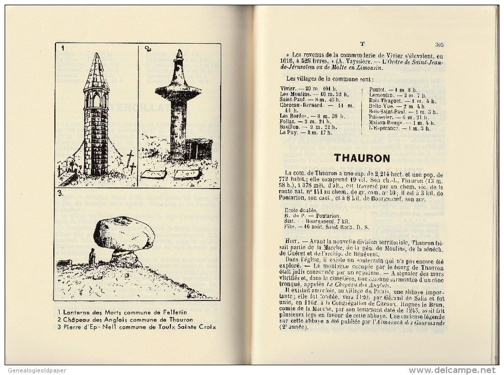 23 - CREUSE - NOUVEAU DICTIONNAIRE HISTORIQUE-GEOGRAPHIQUE ET STATISTIQUE ILLUSTRE DE LA CREUSE- REEDITION DE 1892- 1994 - Limousin